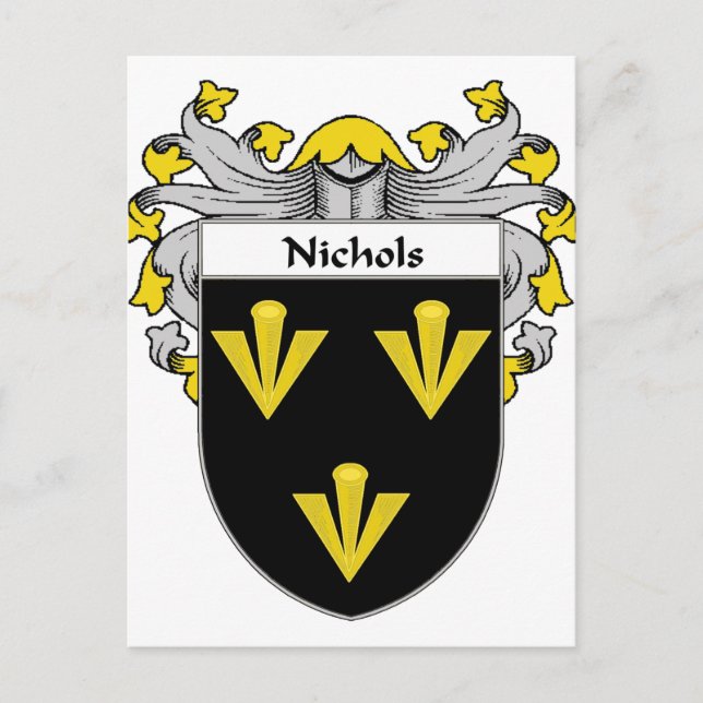 Nichols Coat of Arms/Family Crest (Mantled) Postcard (Front)