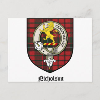 Nicholson Clan Crest Badge Tartan Postcard