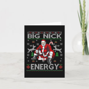Nick Energy Funny Santa Christmas Ugly Sater Men W Card