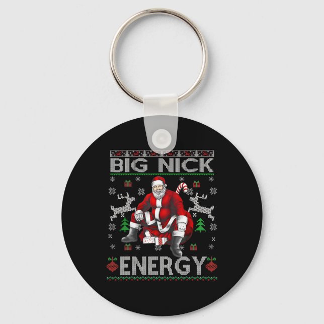Nick Energy Funny Santa Christmas Ugly Sater Men W Key Ring (Front)