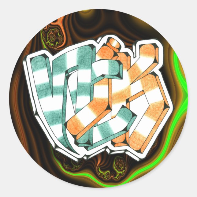 Nick ~ Garffiti Art Sticker 1.5" (Front)