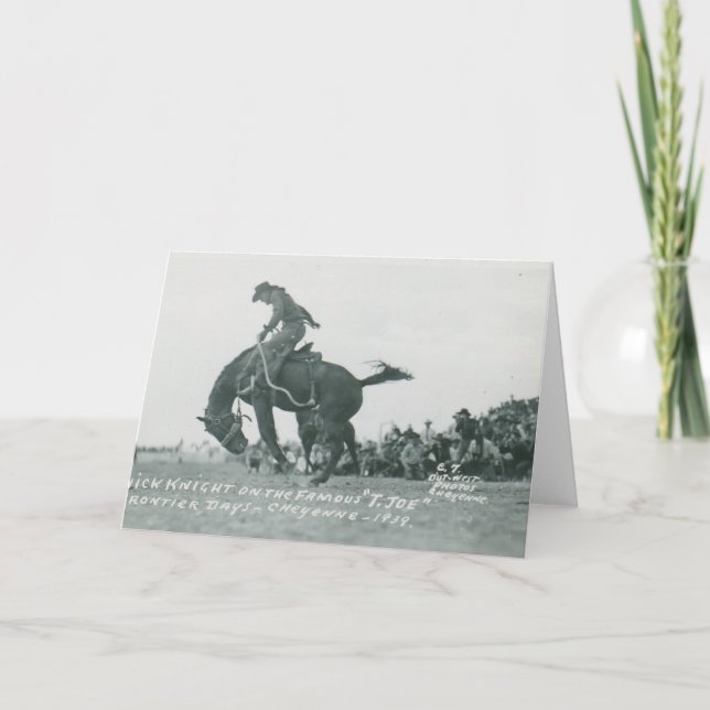 Nick Knight riding T. Joe at Cheyenne Frotier Days Card (Front)