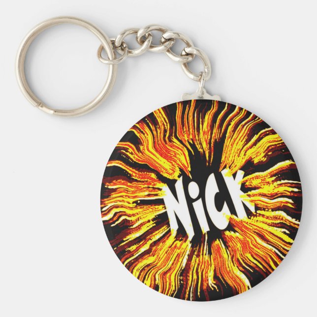 Nick Name Star on Fire Key Ring (Front)