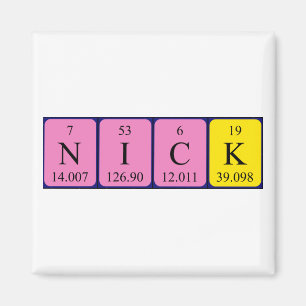 Nick periodic table name magnet