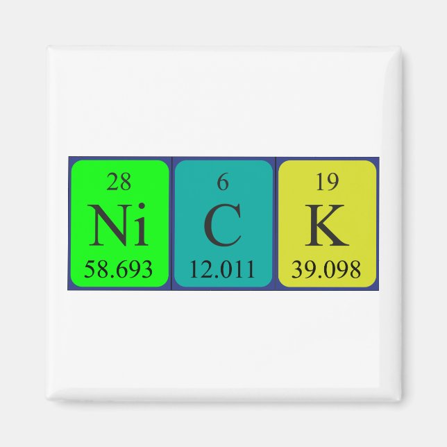Nick periodic table name magnet (Front)