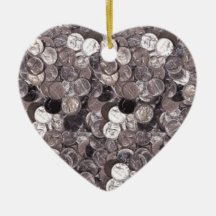 Nickel Coins Graphic Ceramic Tree Decoration