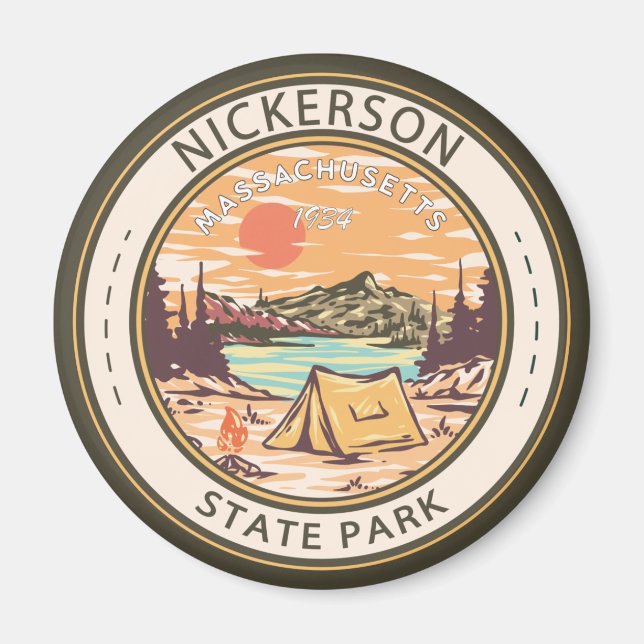 Nickerson State Park Massachusetts Badge Magnet (Front)