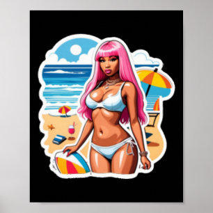 Nicki Minaj Beach Sticker Poster