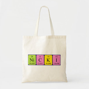 Nicki periodic table name tote bag