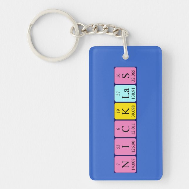 Nicklas periodic table name keyring (Front)