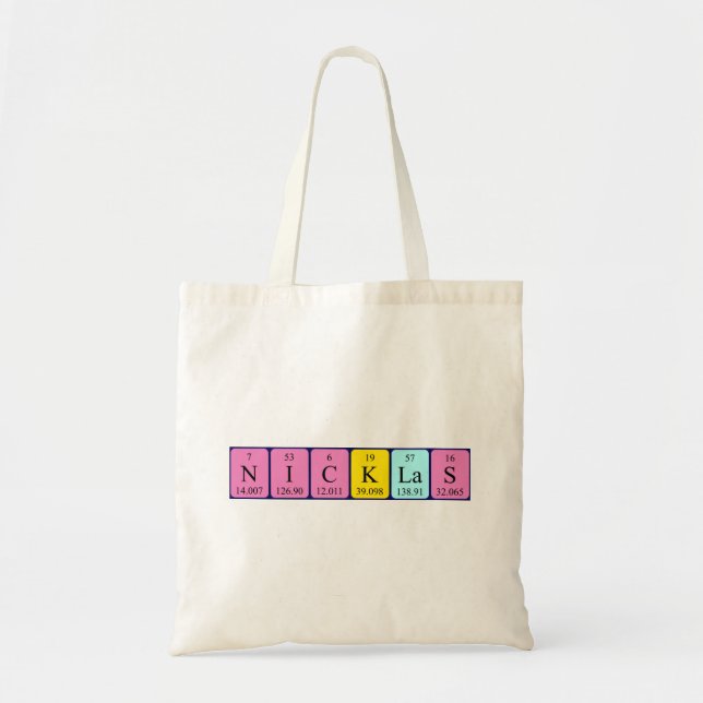 Nicklas periodic table name tote bag (Front)