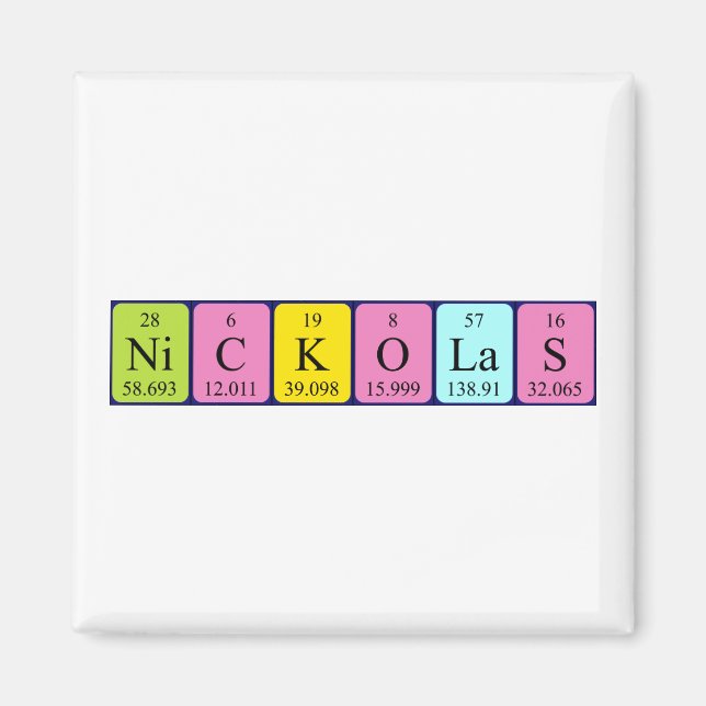 Nickolas periodic table name magnet (Front)