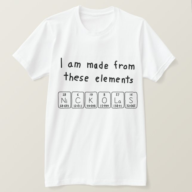 Nickolas periodic table name shirt (Design Front)