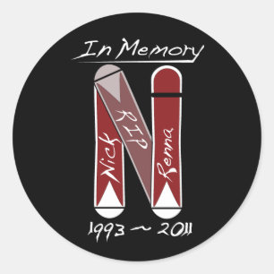 NickStickerBlackLarge Classic Round Sticker