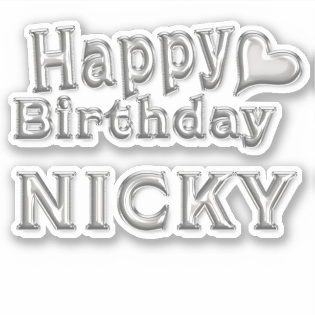 Nicky Happy Birthday silver sticker sticker (Front)