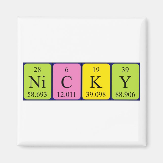 Nicky periodic table name magnet (Front)