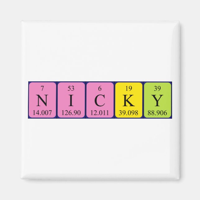 Nicky periodic table name magnet (Front)
