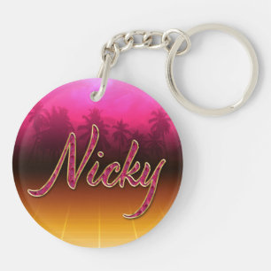 Nicky Vorname Name golden pink Schlüsselanhänger Key Ring