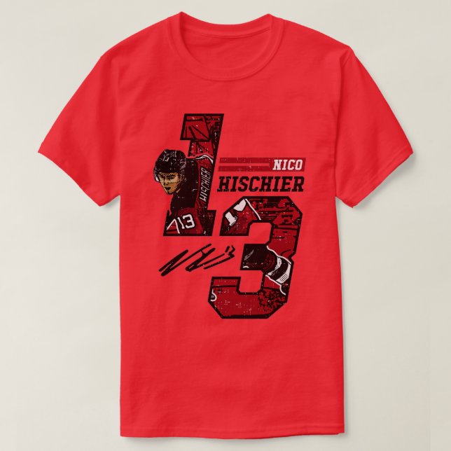 Nico Hischier New Jersey Offset  1 T-Shirt (Design Front)