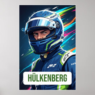 Nico Hülkenberg Racing Helmet Vector – Motorsport  Poster