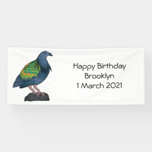 Nicobar pigeon bird cartoon illustration banner