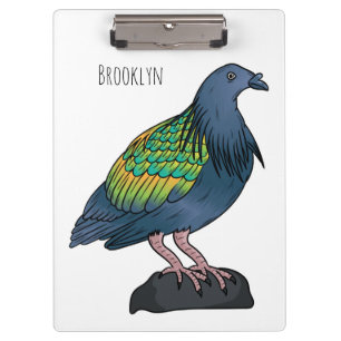 Nicobar pigeon bird cartoon illustration clipboard