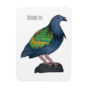 Nicobar pigeon bird cartoon illustration magnet