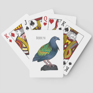 Nicobar pigeon bird cartoon illustration playing cards