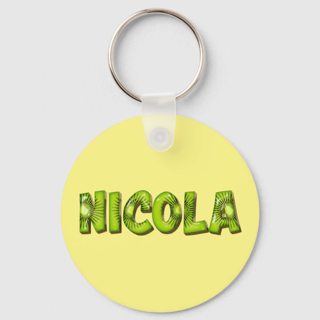 Nicola Name Kiwi Design Keychain (Front)