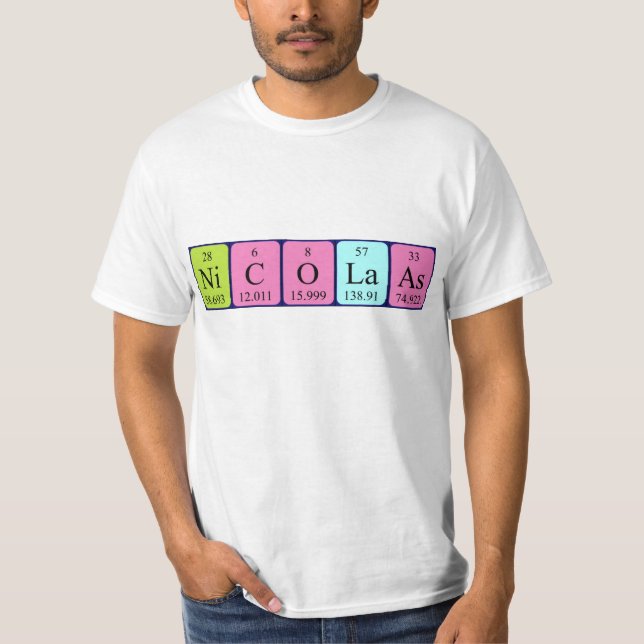 Nicolaas periodic table name shirt (Front)