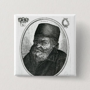 Nicolas Flamel engraved by Balthazar Moncornet 15 Cm Square Badge