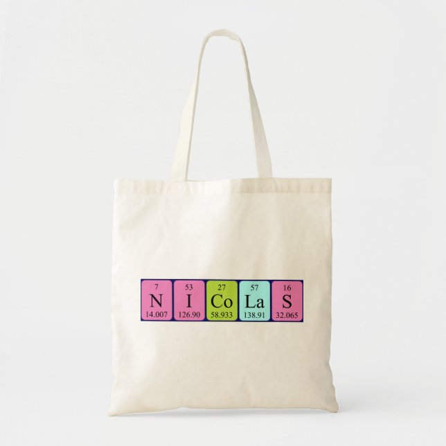 Nicolas periodic table name tote bag (Front)