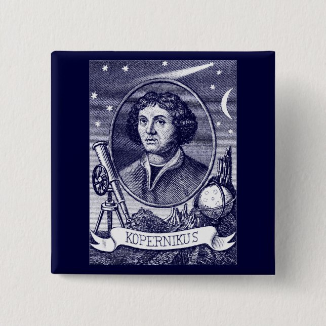 Nicolaus Copernicus 15 Cm Square Badge (Front)