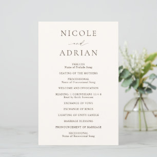 Nicole Ivory Elegant Wedding Program