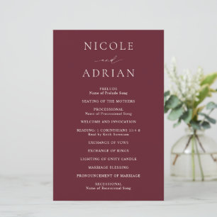 Nicole Merlot Elegant Wedding Program