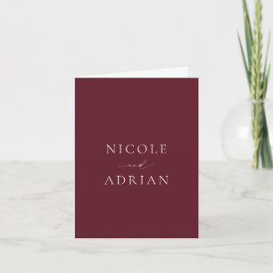 Nicole Merlot Elegant Wedding Thank You Card