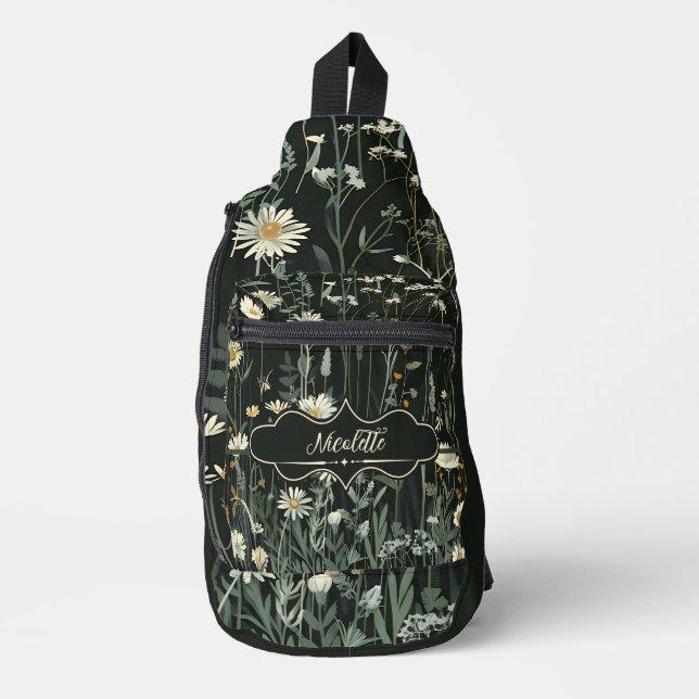 Nicolette Dark Daisy Floral Sling Bag (Front)