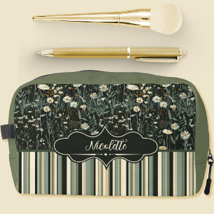 Nicolette Dark Daisy Floral Striped Dopp Kit