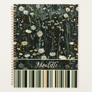 Nicolette Dark Daisy Floral Striped Planner