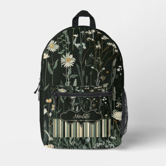 Nicolette Dark Daisy Floral Striped Printed Backpack