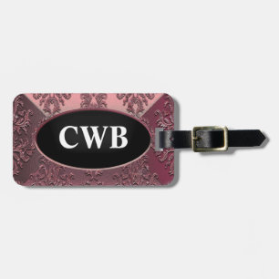 Nicollettere Elegant  Damask Monogram Luggage Tag