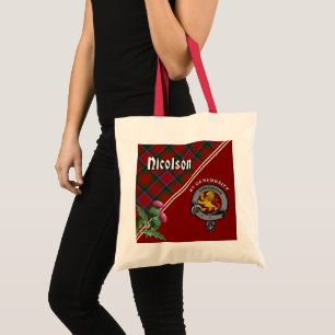 Nicolson Clan Badge & Tartan Tote Bag