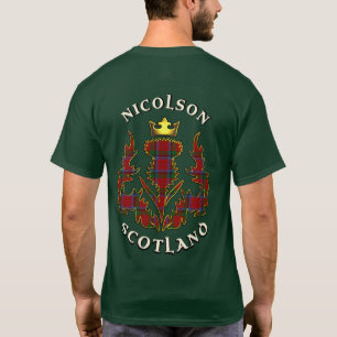 Nicolson Clan Badge & Tartan w/Motto  T-Shirt