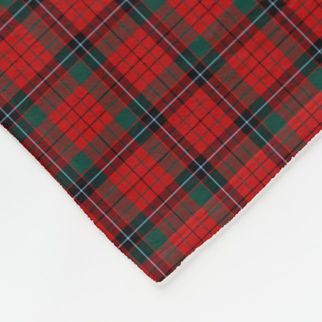 Nicolson Clan Red, Black and Green Tartan Fleece Blanket (Corner)