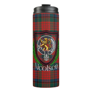 Nicolson Scottish Clan Tartan & Crest Thermal Tumbler