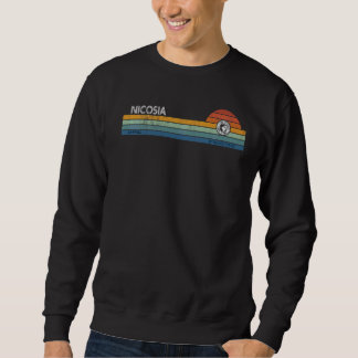 Nicosia Cyprus Retro Sunset Rainbow Synth Striped Sweatshirt