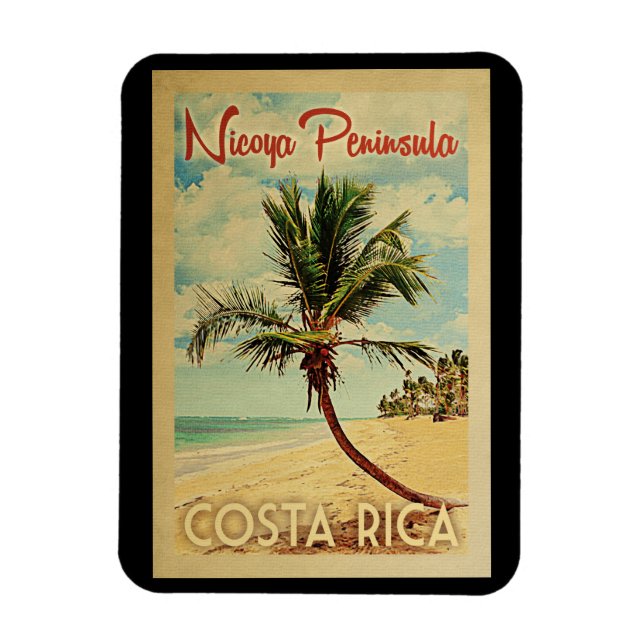 Nicoya Peninsula Palm Tree Vintage Travel Magnet (Vertical)