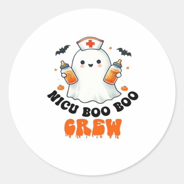 Nicu boo boo crew halloween,Nicu Boo Crew Funny Nu Classic Round Sticker (Front)