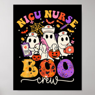 Nicu Boo Crew Costume Funny Nurse Ghost Halloween Poster