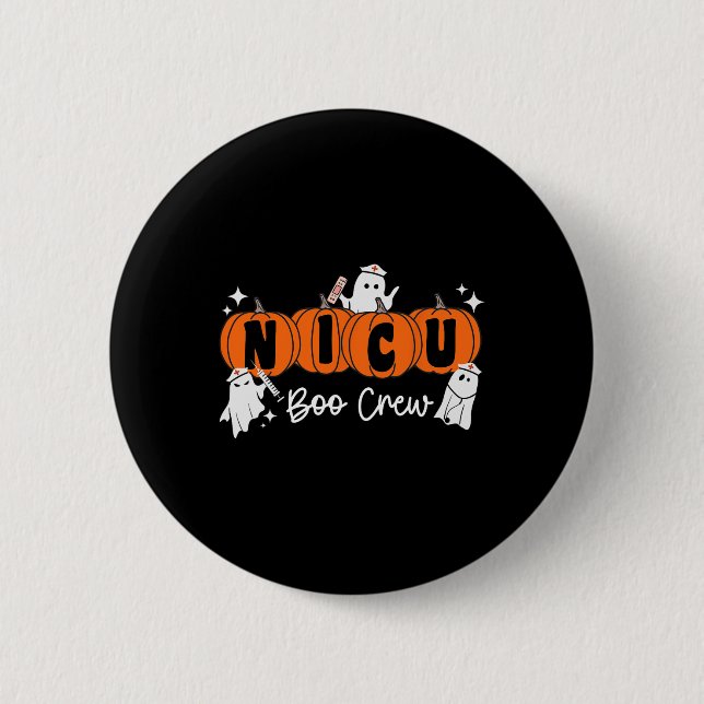 Nicu Boo Crew Ghost Pumpkin Costume NICU Nurse Hal 6 Cm Round Badge (Front)
